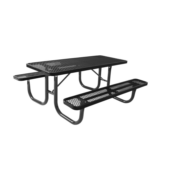 Metal Rectangular Patio Table with Two Benches