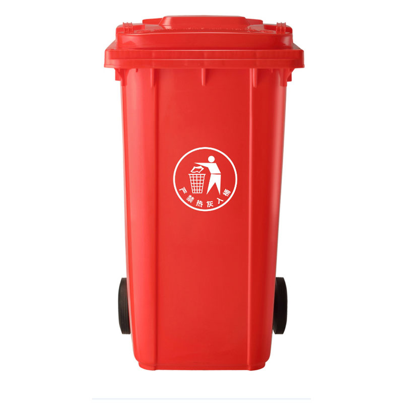 red 120L/32 Gallon Waste Management Wheelie Bin