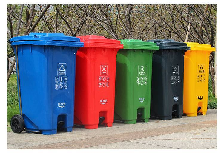 240L/64 Gallon Outdoor Plastic Trash Bin with Pedal display