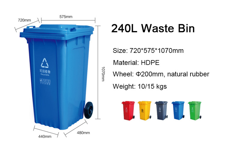240L/64 Gallon Outdoor Plastic Trash Can with Lid Size