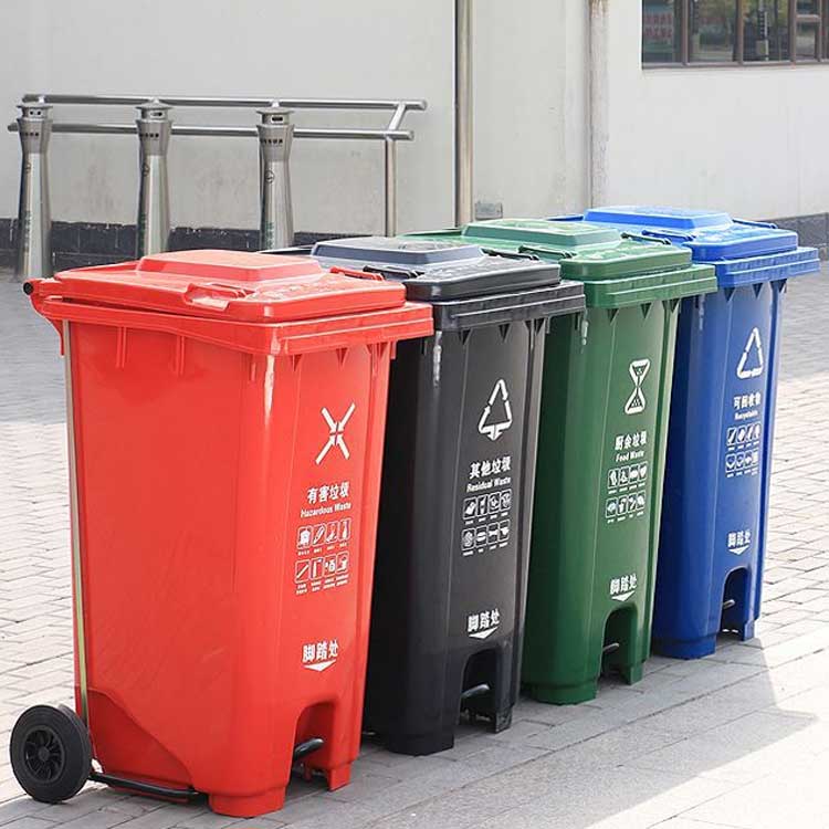 240L Outdoor Plastic Trash Bin with Pedal