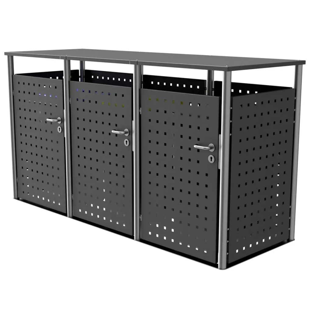 triple wheelie bin storage metal