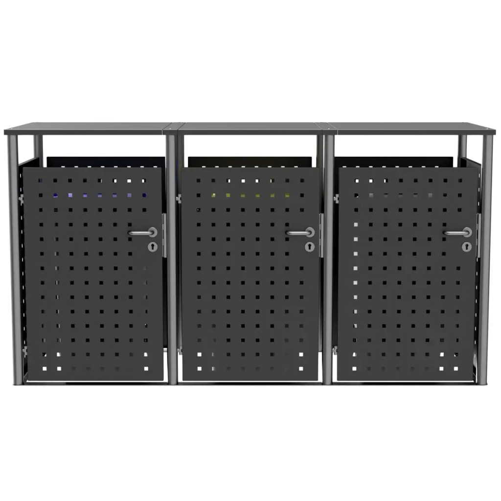 triple wheelie bin storage metal pic.