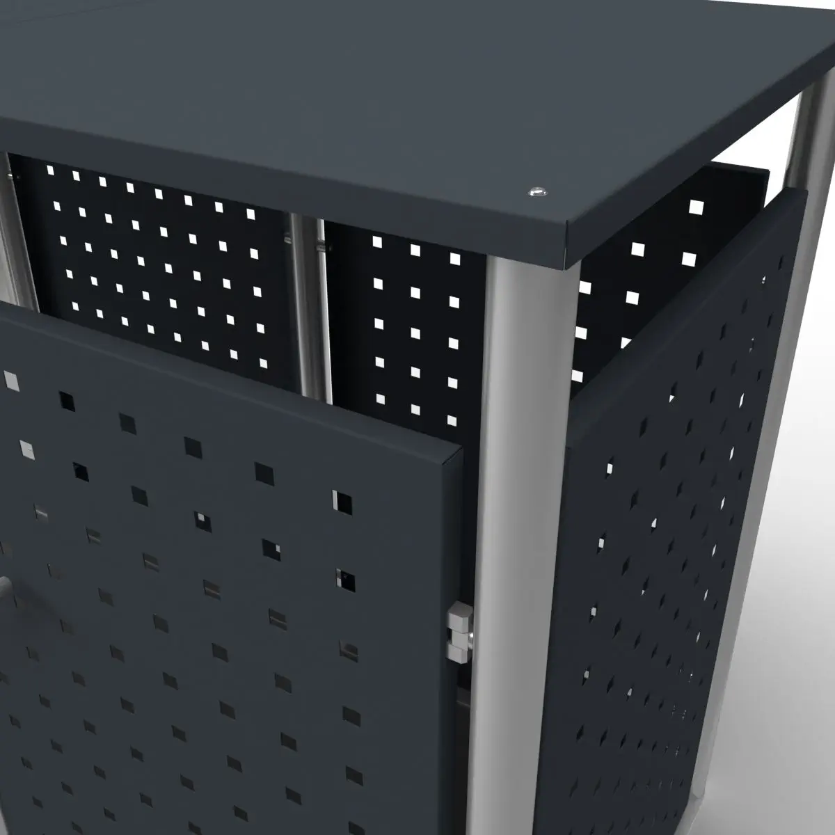 triple wheelie bin storage metal details