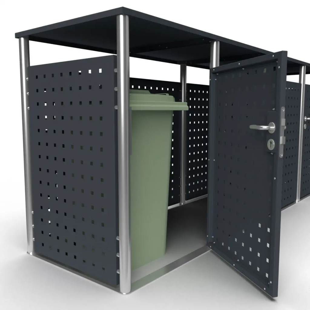 triple wheelie bin storage metal