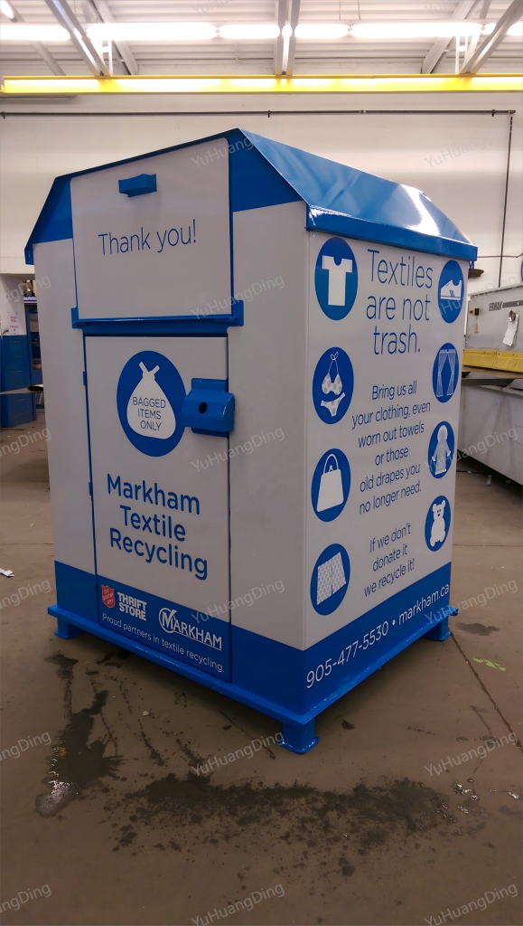 Blue Cloth Recycle Bin onsite