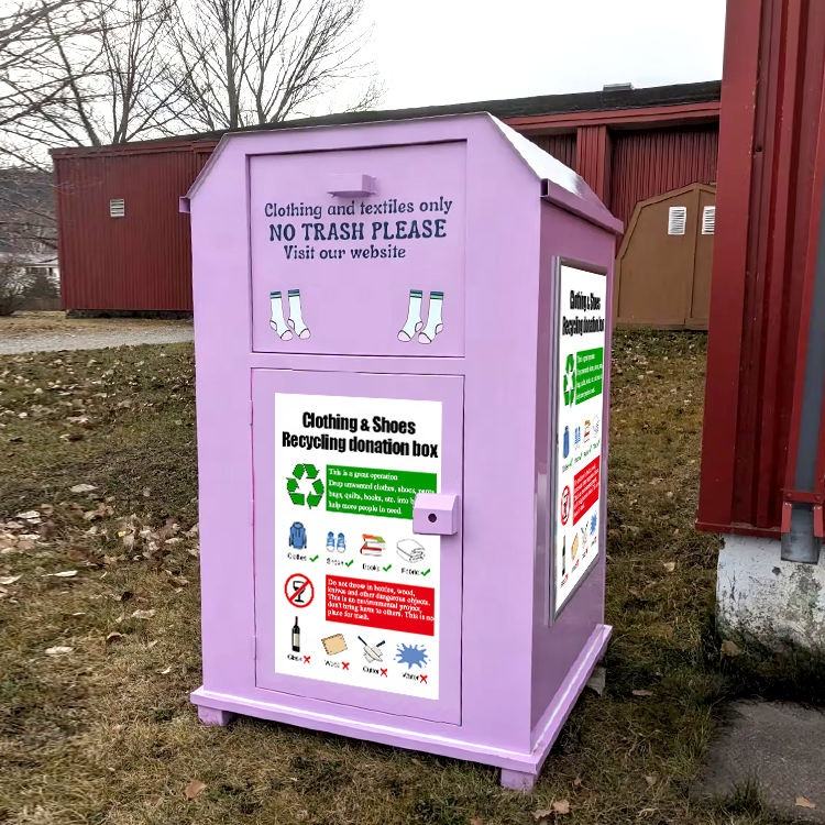 purple Cloth Recycle Bin onsite