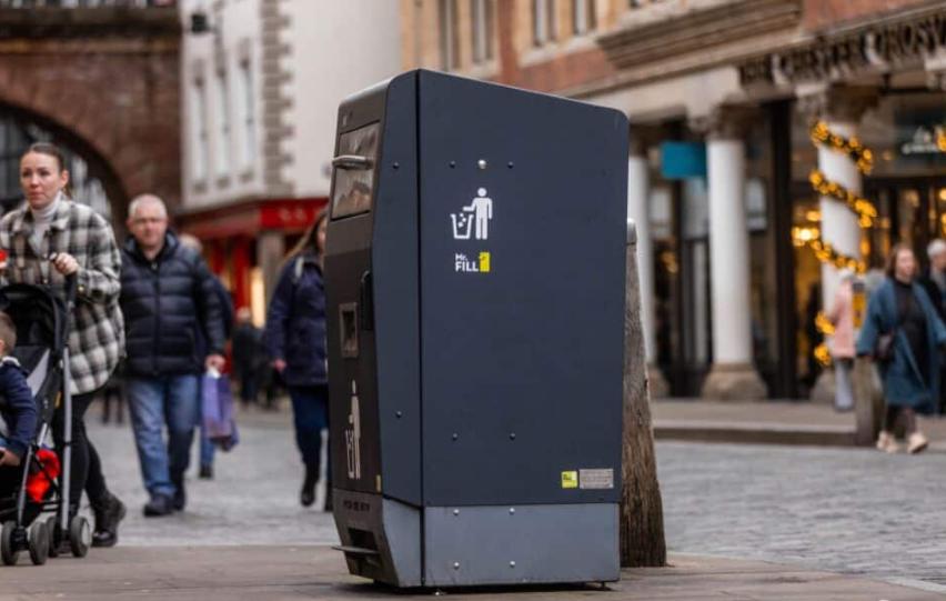 Solar Smart Bins in Public