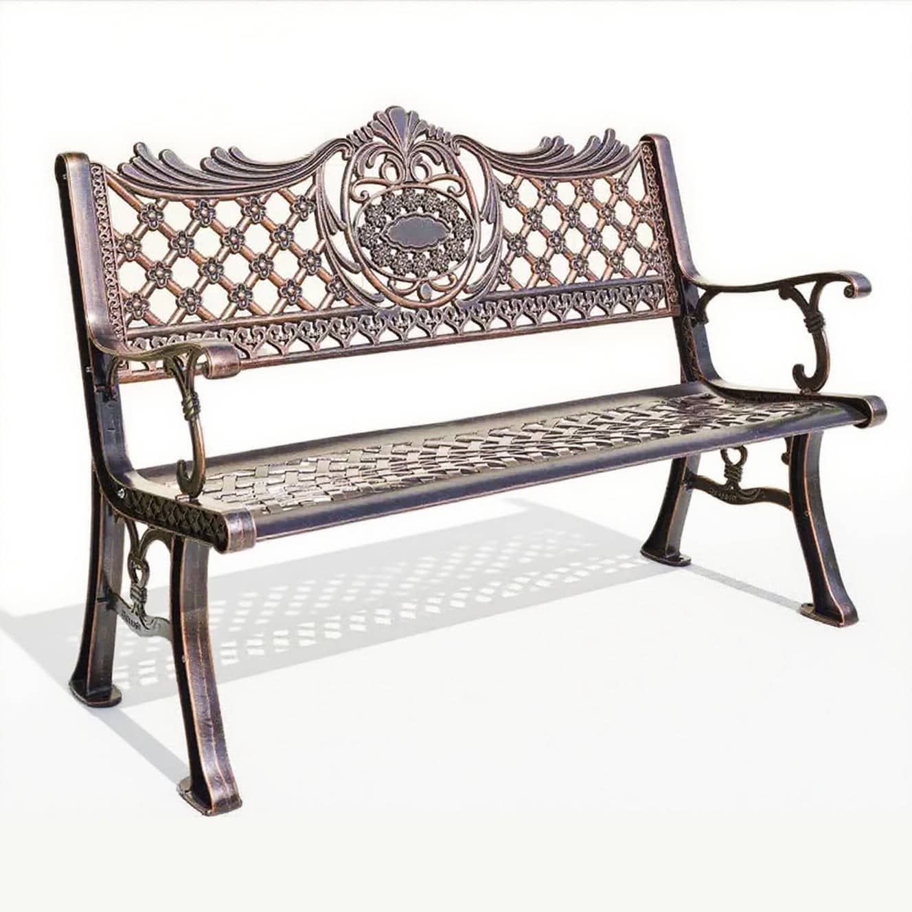 Classic Floral Cast Aluminum Outdoor Bench model