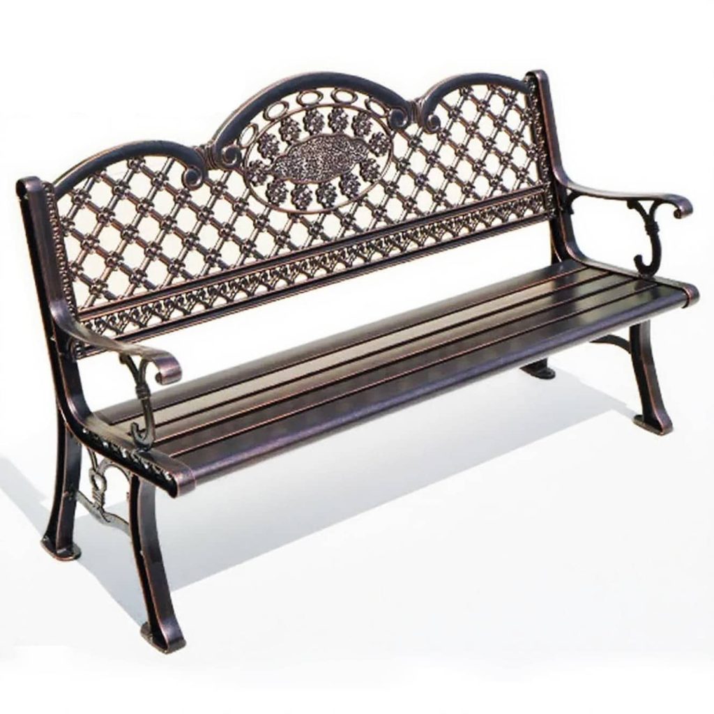Classic Floral Cast Aluminum Outdoor Bench pic.