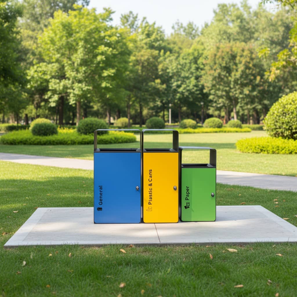 Color-Coded Freestanding Sorting Waste Bin picture