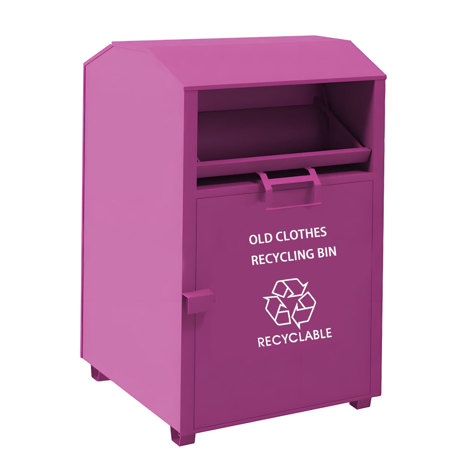 Compact galvanized steel old clothes recycling bin display