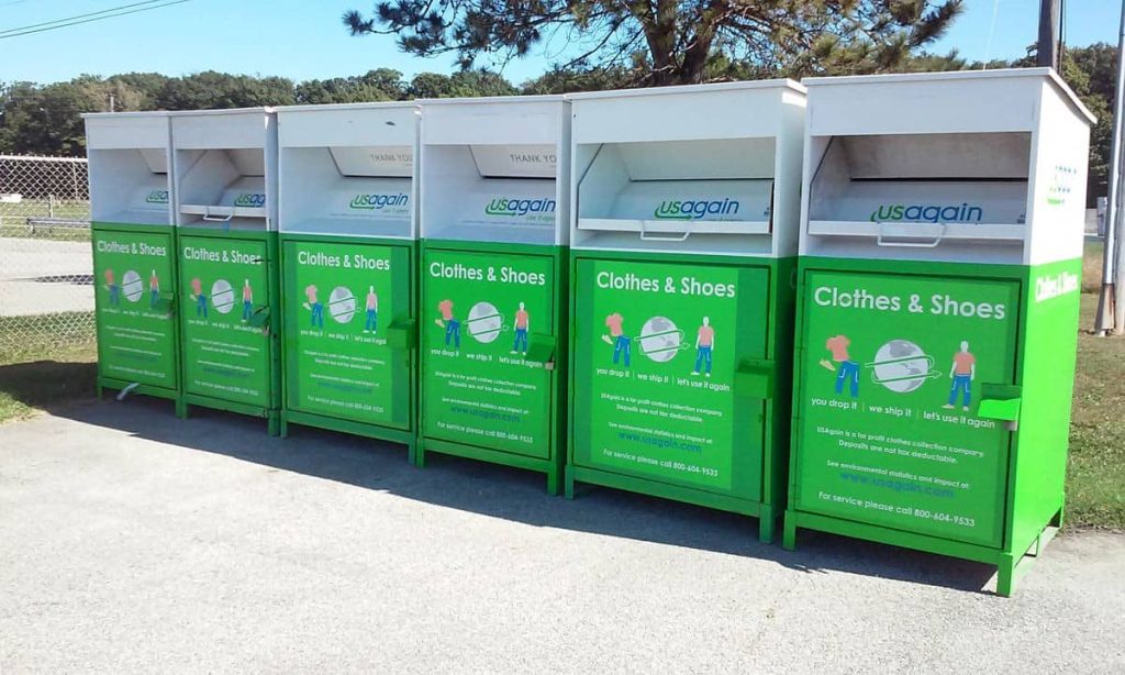 Galvanized Steel Clothes & Shoes Donation Bin onsite