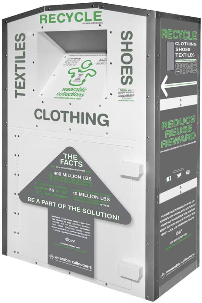 Galvanized Steel Clothing Donation Bin with Custom Branding display