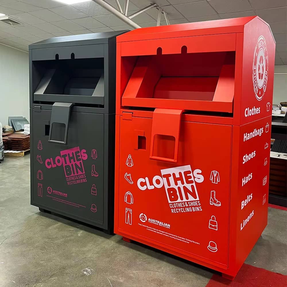 Galvanized Steel Used Clothes Recycling Bin different color