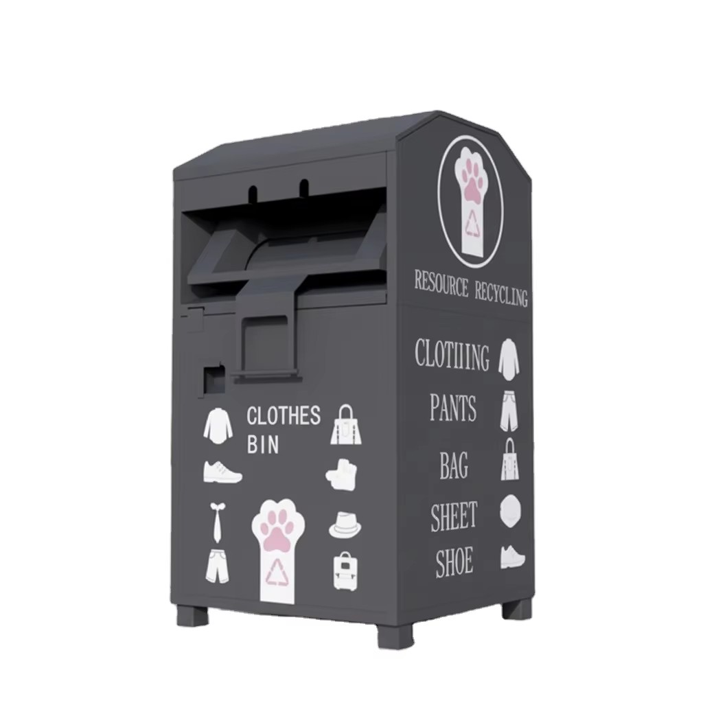 Galvanized Steel Used Clothes Recycling Bin with Lock picture