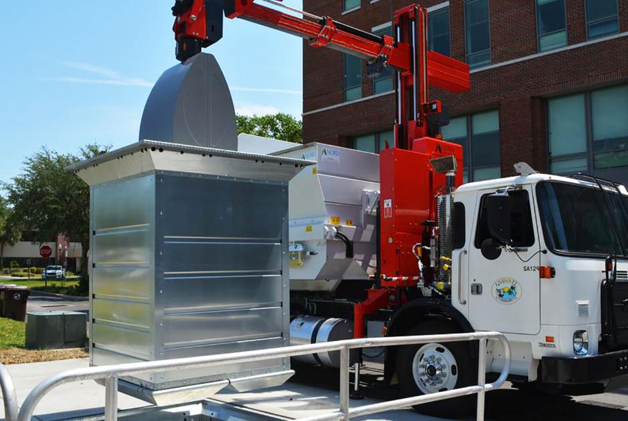 Lift the container using lifting points