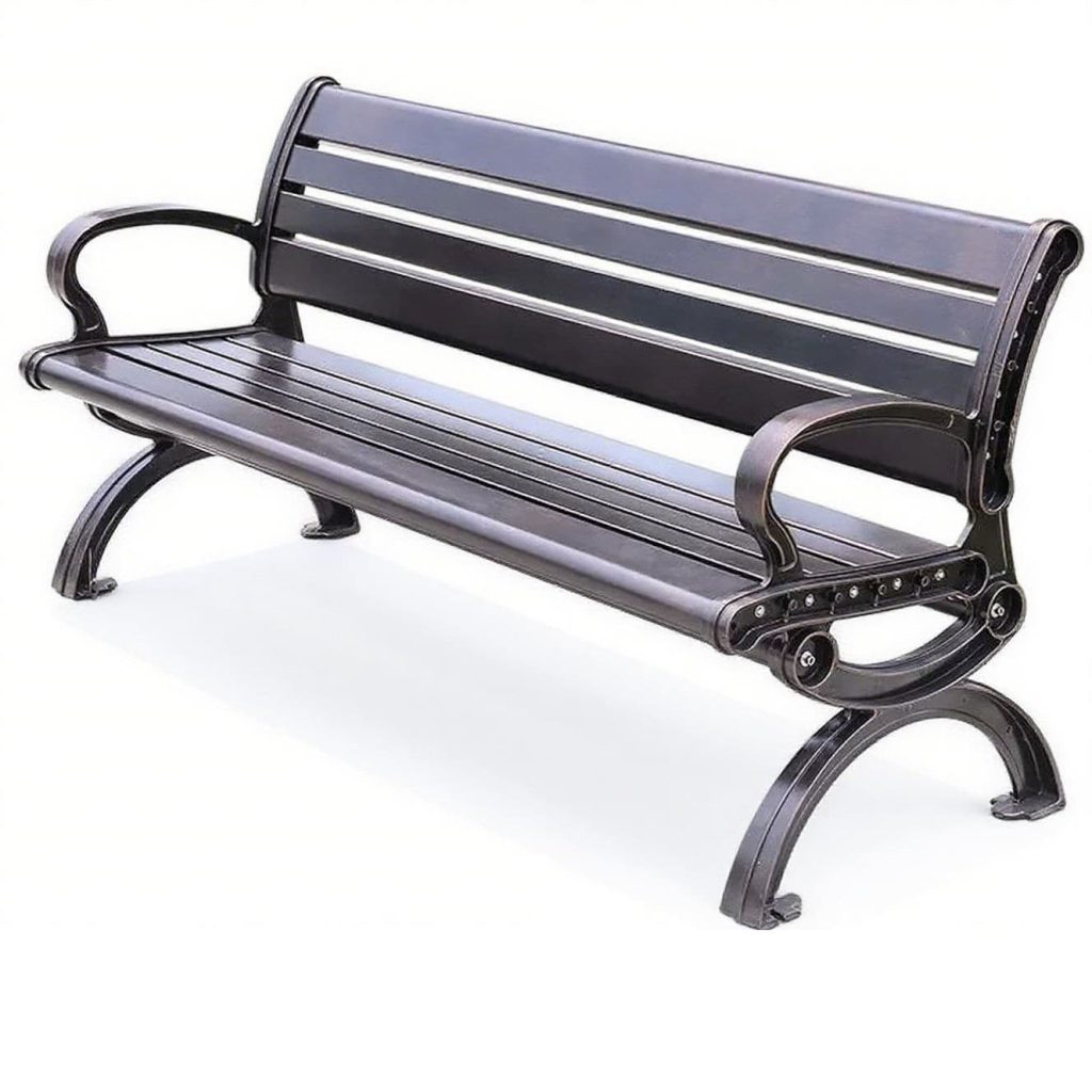 Modern Slatted Cast Aluminum Garden Bench
