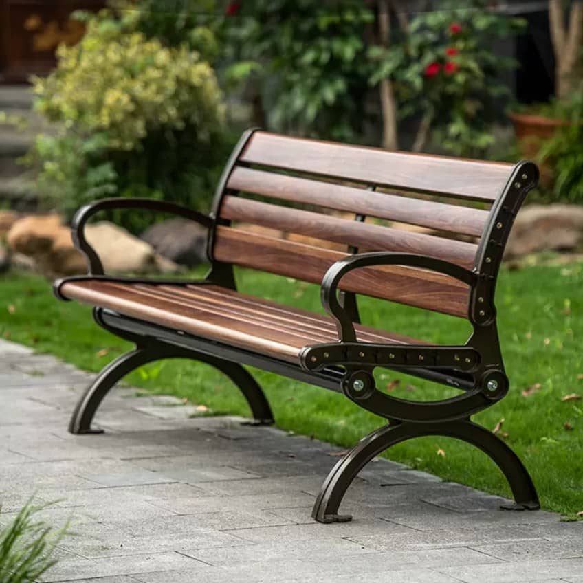 Outdoor Park Bench With Backrest