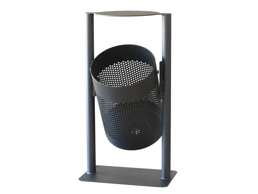 Stand-Mounted Perforated Galvanized Steel Rubbish Bin (2)