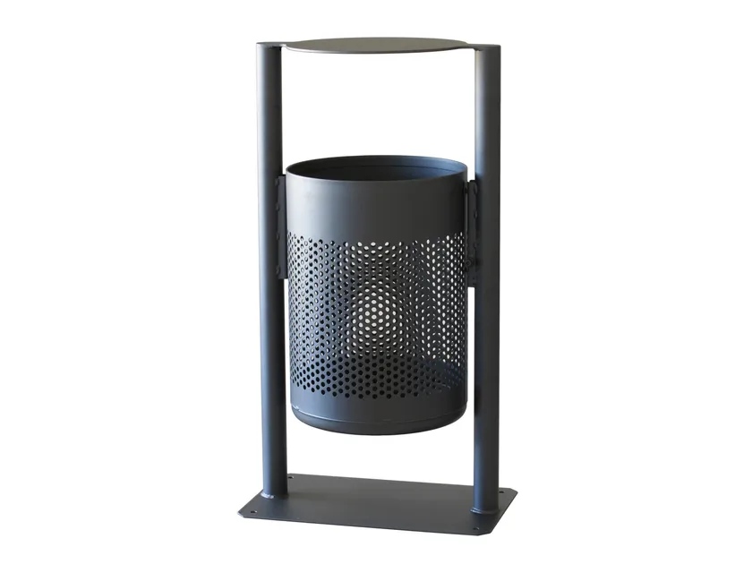 Stand-Mounted Perforated Galvanized Steel Rubbish Bin (3)