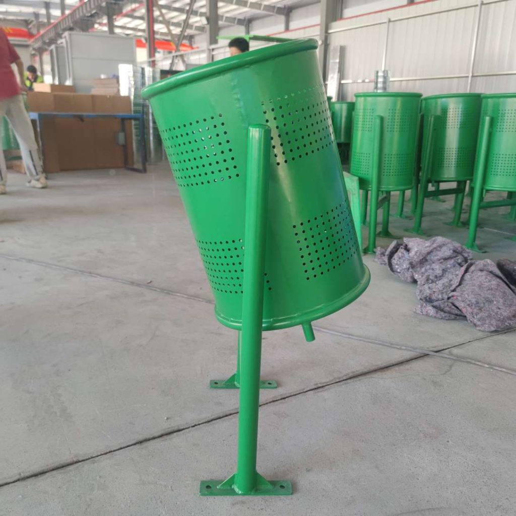 Stand-Mounted Perforated Galvanized Steel Rubbish Bin show