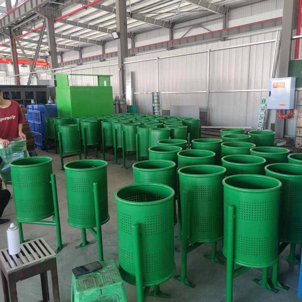 Stand-Mounted Perforated Galvanized Steel Rubbish Bins