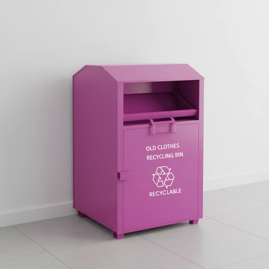 Compact galvanized steel old clothes recycling bin