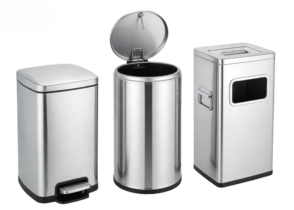 three types of covering mechanism trash cans
