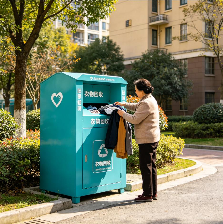 contêiner de reciclagem de tecido