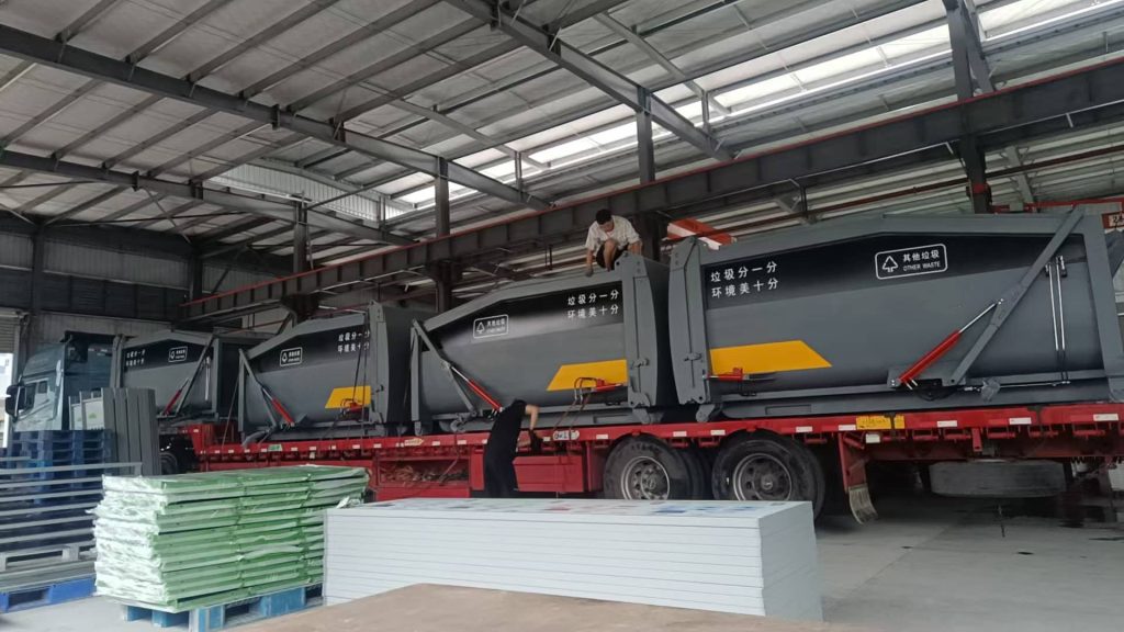 mobile waste compactor in factory