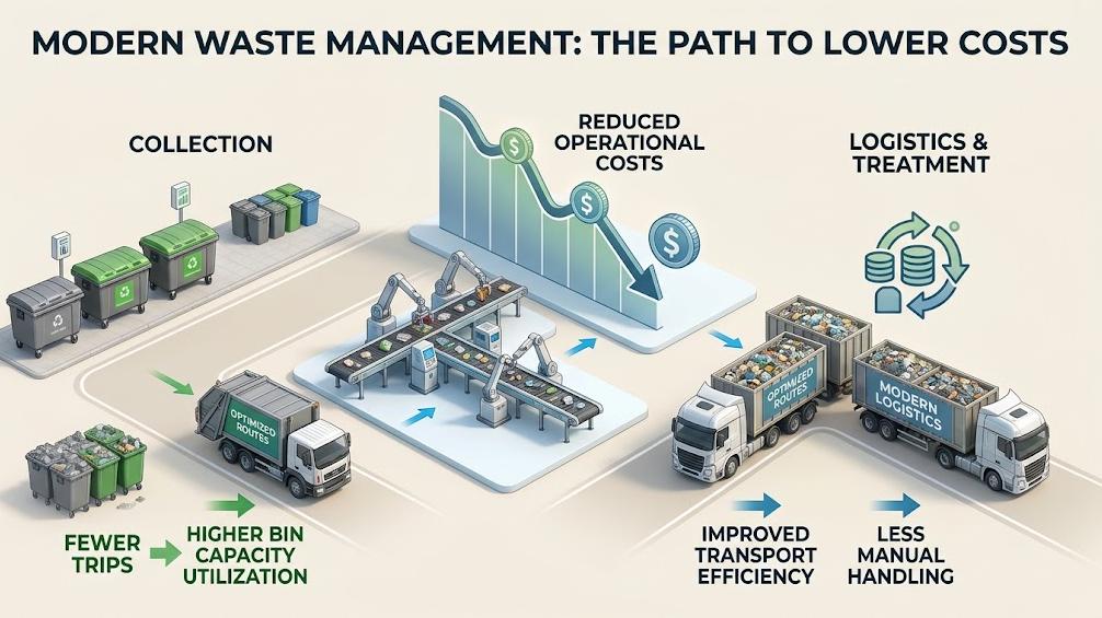 Efficient waste management system for reducing collection costs