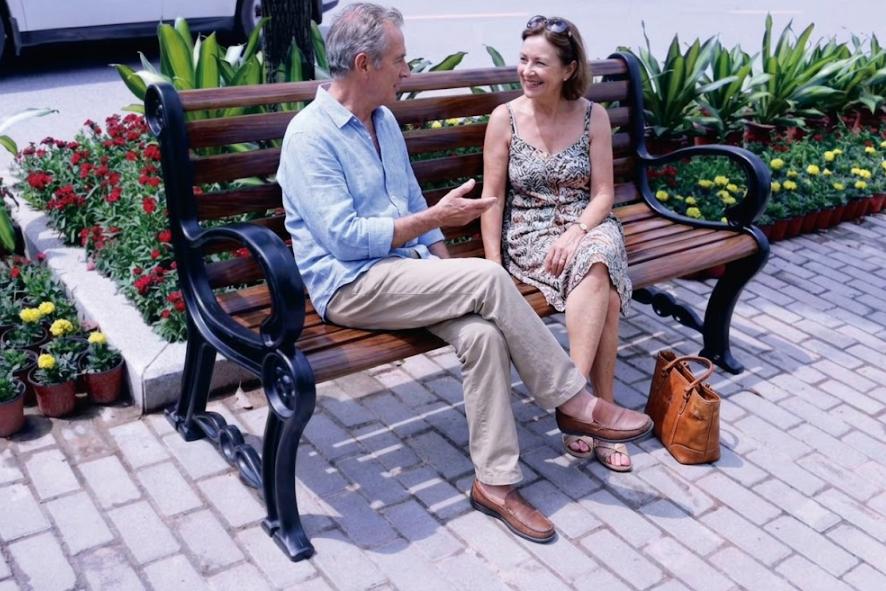 Public benches in use