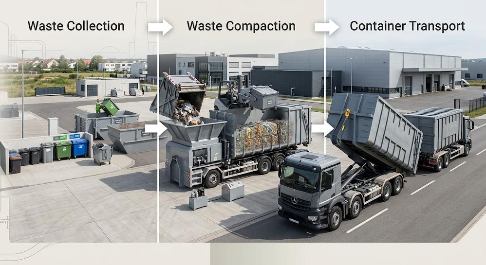 Waste collection compaction transport process