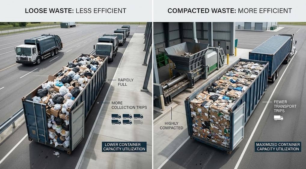 Waste compaction improves transportation efficiency