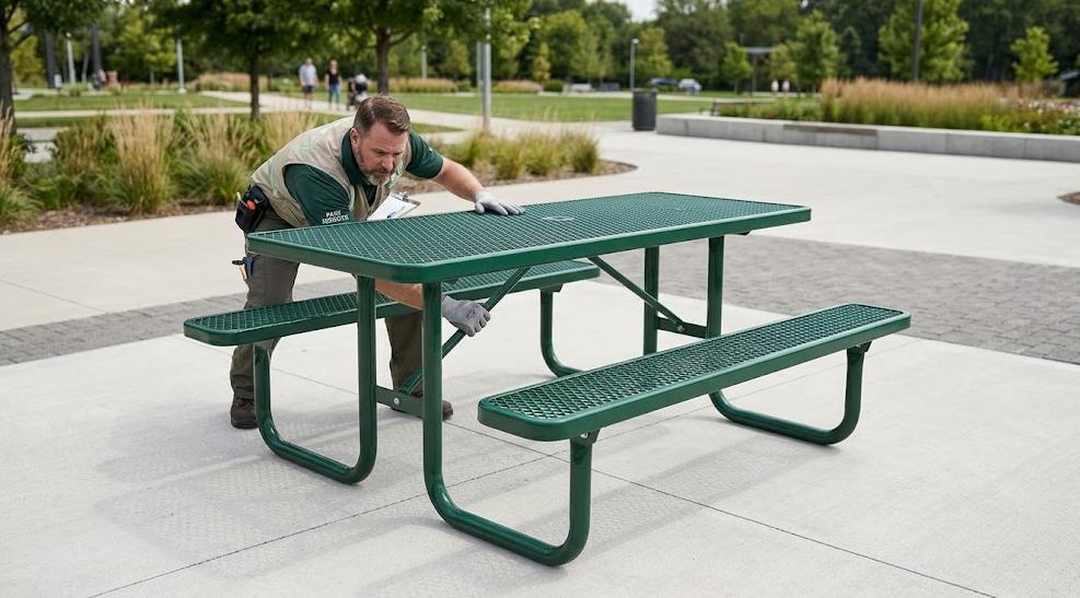 Commercial metal picnic table procurement inspection