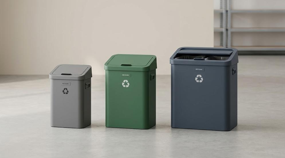 Commercial recycling bins in different sizes and capacities