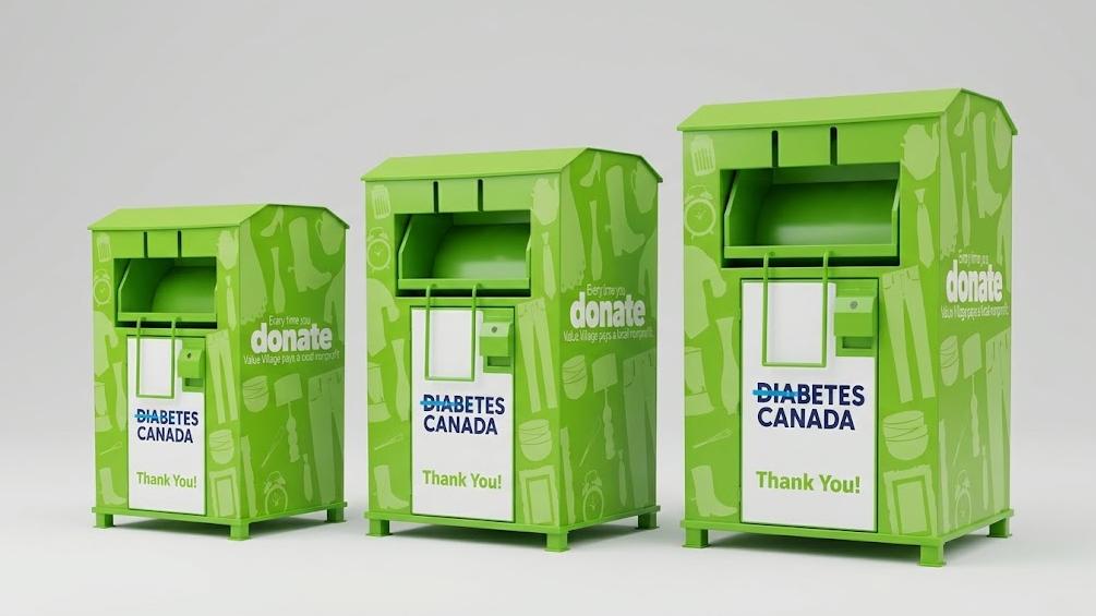 Small medium and large clothes recycling bins